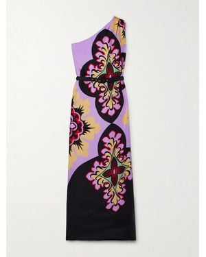 La DoubleJ Roy Asymmetrisches Maxikleid Aus Bedrucktem Seiden-Twill - Weiß