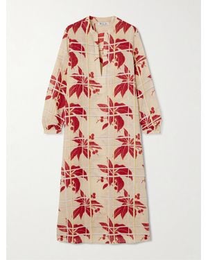 Loro Piana Floral-Print Linen Kaftan - Red