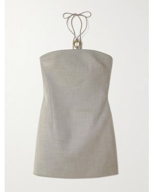 SIR. Solene Embellished Woven Halterneck Mini Dress - Gray