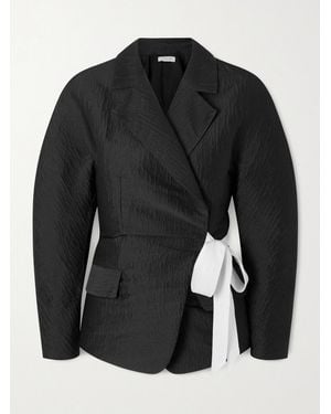Lanvin Belted Textured-Satin Jacket - Black
