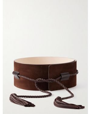 DEHANCHE Sedona Tasselled Leather-Trimmed Suede Belt - Brown