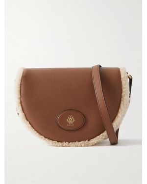 Bally Elisabeth Shearling-Trimmed Leather Shoulder Bag - Brown