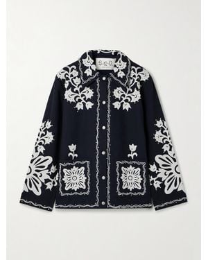 Sea Liliana Studded Appliquéd Cotton-Canvas Jacket - Blue