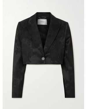 Erdem Genevieve Cropped Wool-Blend Jacquard Blazer - Black