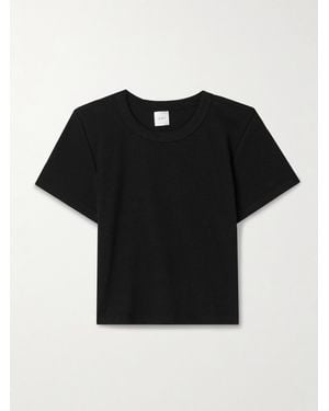 Leset Kelly Cropped Ribbed Stretch-Cotton Jersey T-Shirt - Black