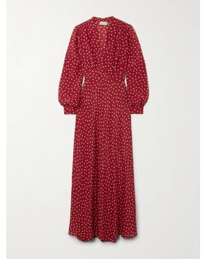 RIXO London Emory Polka-Dot Silk Crepe De Chine Maxi Dress - Red