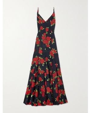 Markarian Marylin Pleated Floral-Print Crepe De Chine Gown - Red