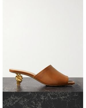 Bottega Veneta Knot Leather Mules - Brown