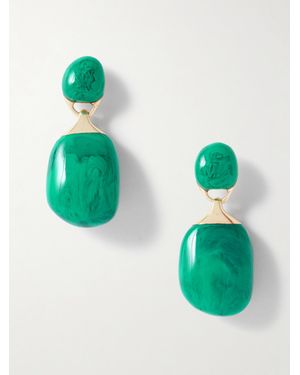 Dinosaur Designs River Rock Small-Plated And Resin Earrings - Green