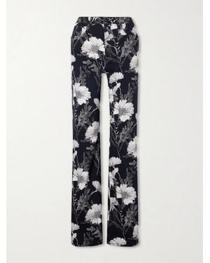 R13 Jane Floral-Print Mid-Rise Straight-Leg Jeans - Black