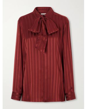Saint Laurent Striped Silk Blouse - Red