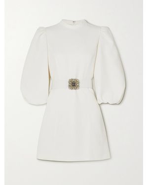 Andrew Gn Belted Crystal-Embellished Crepe Mini Dress - White