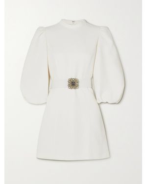 Andrew Gn Belted Crystal-Embellished Crepe Mini Dress - White