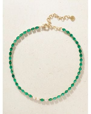 SHAY 18-Karat Emerald And Diamond Tennis Necklace - Green