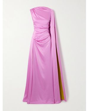 ROKSANDA Oma Cape-Effect Draped Silk-Satin Gown - Pink