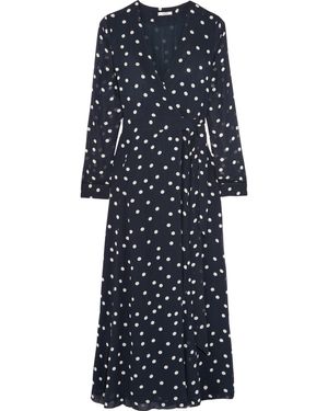 Ganni Barra Polka-dot Chiffon Midi Wrap Dress Midnight Blue
