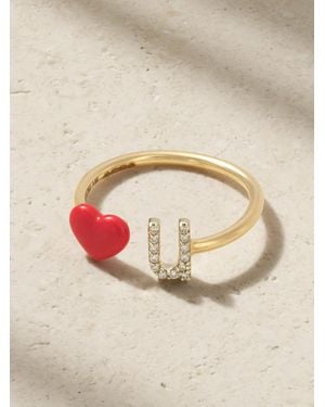 Alison Lou Love U Ring 14-Karat, Diamond And Enamel Ring - Natural
