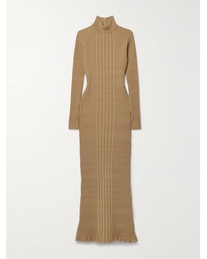 Tod's Ribbed Wool-Blend Turtleneck Maxi Dress - Natural