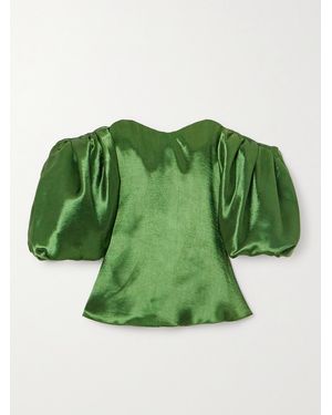 Caroline Constas Paloma Off-The-Shoulder Satin Top - Green