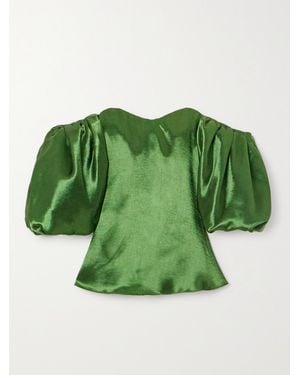 Caroline Constas Paloma Off-The-Shoulder Satin Top - Green