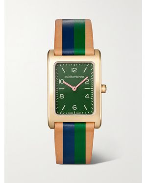 La Californienne Daybreak 24Mm-Plated Striped Leather Watch - Green