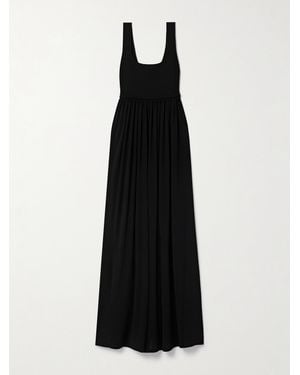 La Ligne Celine Maxikleid Aus Jersey Und Stretch-Strick Mit Raffung - Schwarz