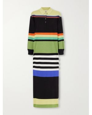 Christopher John Rogers Striped Merino Wool And Silk-Blend Maxi Dress - Green