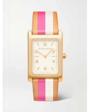 La Californienne Daybreak 24Mm-Plated Striped Leather Watch - Pink