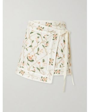 Agua Bendita Luna Navegante Floral-Print Linen Coverup - Natural