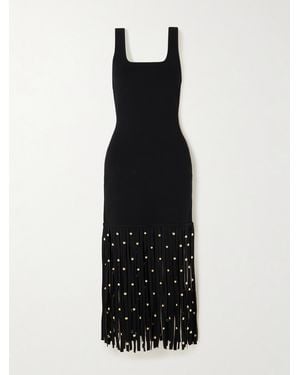 Jonathan Simkhai Robe Midi En Mailles Stretch À Ornements Et À Franges Romelia - Noir