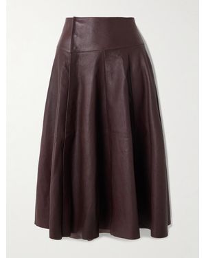 Stouls Queen Paneled Leather Midi Skirt - Brown