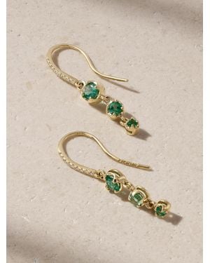 Jennifer Meyer 3 Graduated Illusion 18-Karat, Emerald And Diamond Earrings - Natural