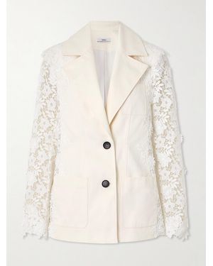 Safiyaa Cannis Cotton-Drill And Guipure-Lace Blazer - Natural