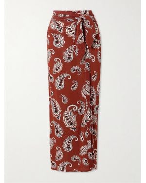 Rabanne Paisley-Print Stretch-Jersey Maxi Skirt - Red
