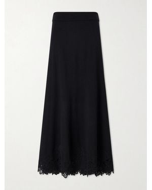 Zimmermann Valiant Lace-Trimmed Wool Midi Skirt - Black