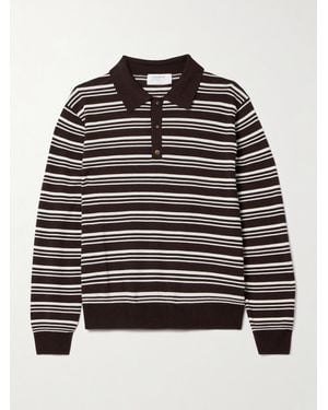 La Ligne Striped Silk, Wool And Cashmere-Blend Polo Jumper - Black