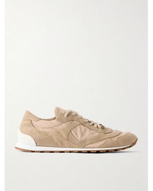 Brunello Cucinelli Panelled Suede And Shell Trainers - Natural