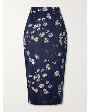 Emilia Wickstead Lorelei Faille Midi Skirt - Blue
