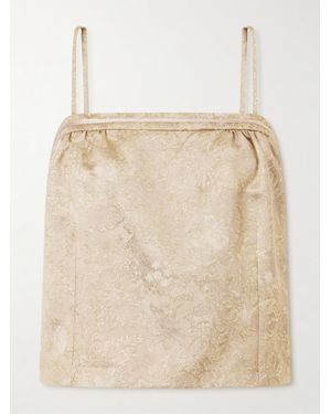 Saint Laurent Metallic Floral-Jacquard Tank - Natural