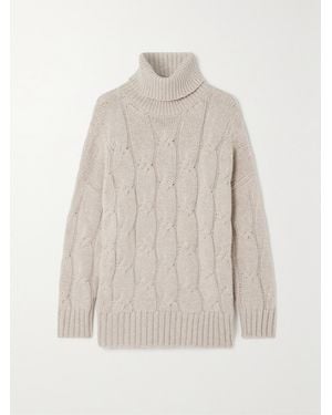 James Purdey & Sons Oversized Cable-Knit Cashmere Turtleneck Jumper - White