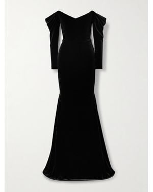 Alex Perry Off-The-Shoulder Velvet Gown - Black