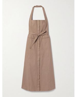 Cult Gaia Rocio Belted Cotton-Blend Twill Halterneck Midi Dress - Natural