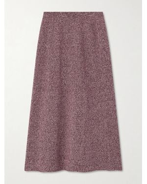 The Elder Statesman Marl Cashmere Midi Skirt - Purple