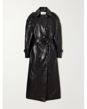 Magda Butrym Double-Breasted Full-Grain Leather Trench Coat - Black
