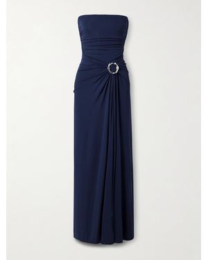 Jonathan Simkhai Emma Embellished Gathered Draped Jersey Gown - Blue