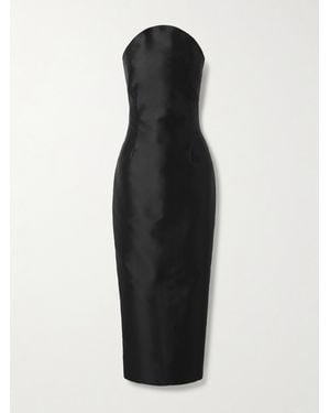Violante Nessi Monica Strapless Satin Midi Dress - Black