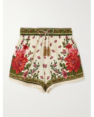 FARM Rio Short En Lin Mélangé Imprimé À Finitions En Crochet Et À Ornements Wonder Rio - Rouge