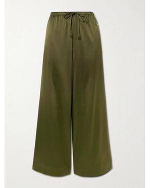 ÉTERNE Brody Silk-Blend Satin Wide-Leg Trousers - Green