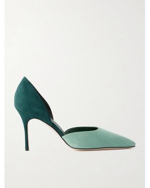Manolo Blahnik Taylerbinu 90 Two-Tone Suede Pumps - Grün