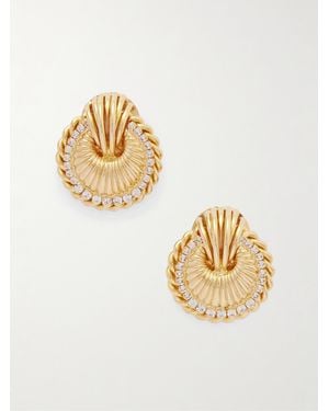 Alessandra Rich Crystal-Embellished-Tone Clip Earrings - Metallic